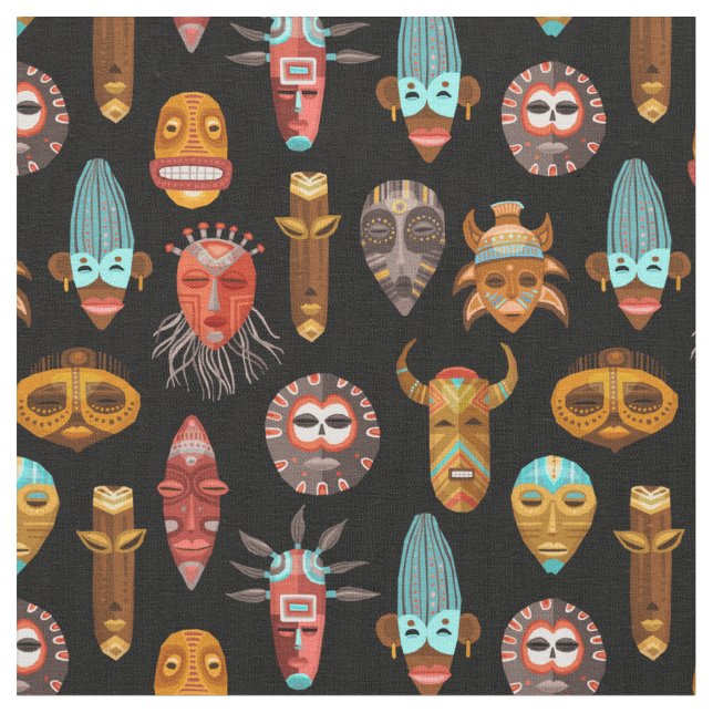 African Masks Fabric (Close Up)