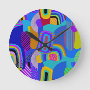 African Maximalist Landscape Map Round Clock