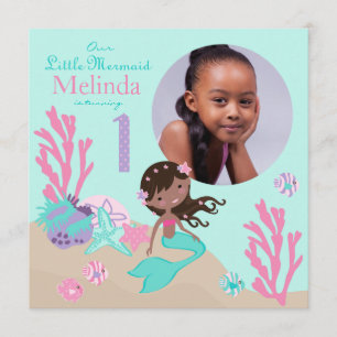 African Mermaid First Birthday Invitation