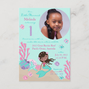 African Mermaid First Birthday Invitation