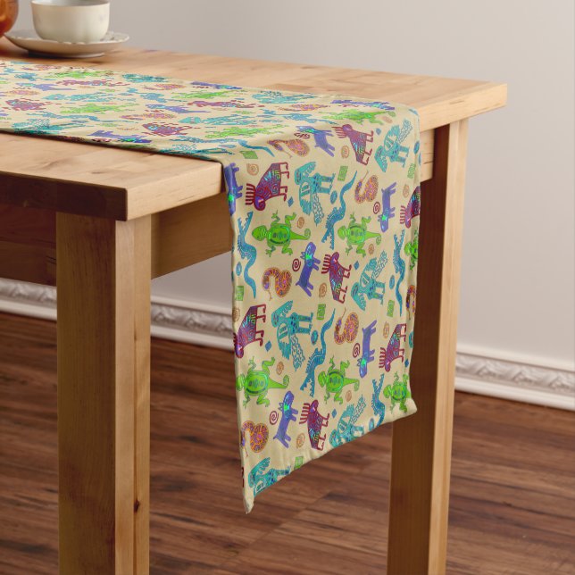 African Mexican Culture Primitive Tribal Pattern 1 Short Table Runner (In Situ)
