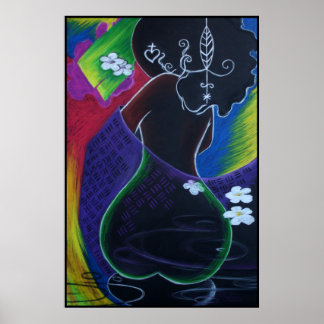 African Moon in Digital Water Poster