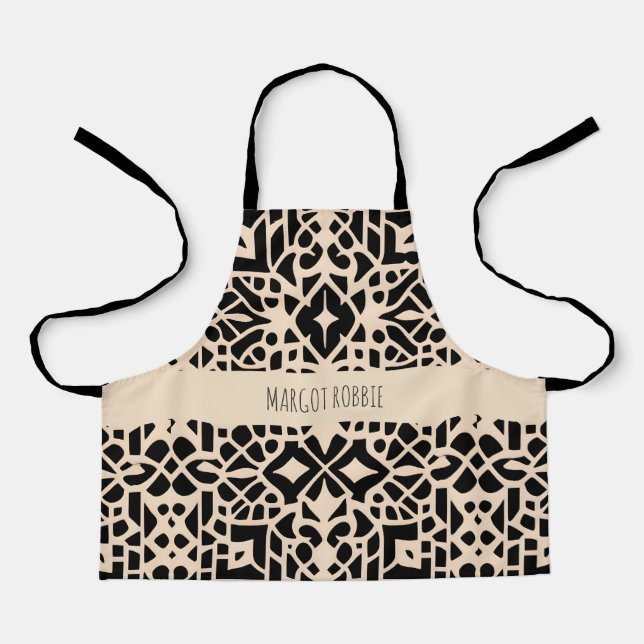 African Morocco Beige Geometric Pattern Apron (Front)