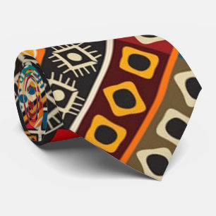 African Motif Colourful Decorative Pattern Design Tie
