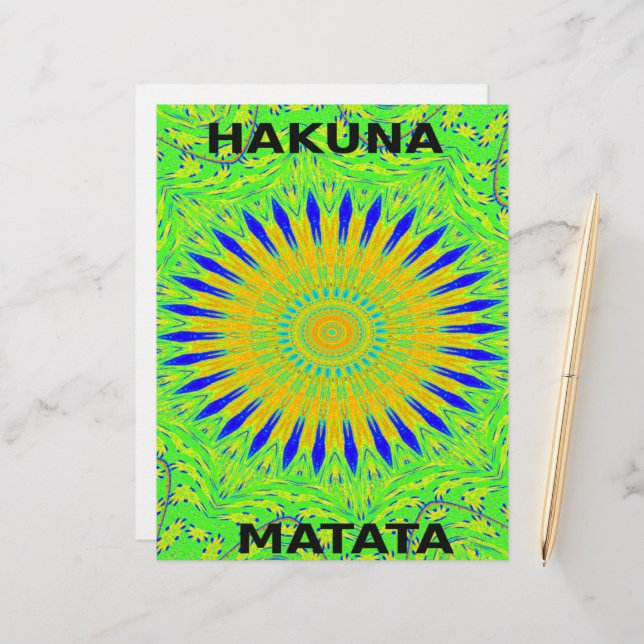 African Motif Design in Green and Gold Art Print (Front/Back In Situ)