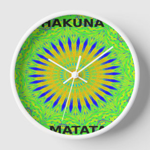 African Motif Design in Green and Gold Art Print Clock