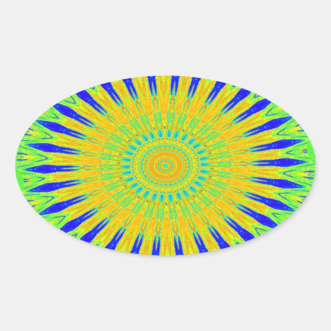 African Motif Design in Green and Gold Art Print Oval Sticker (Front)