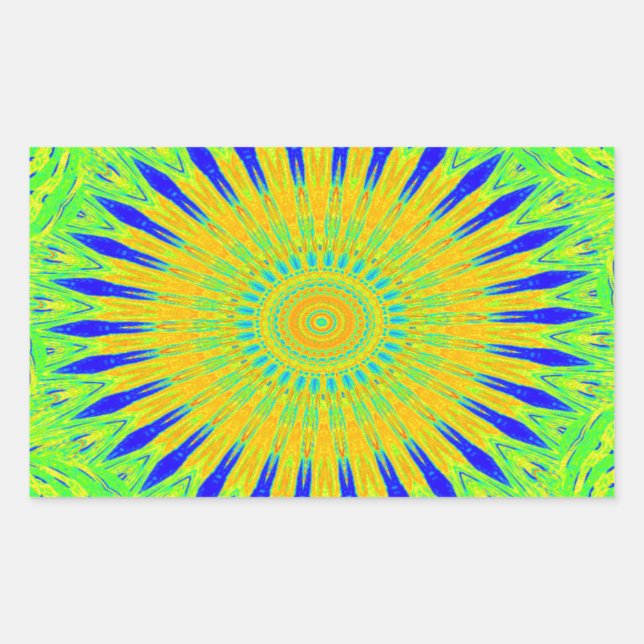 African Motif Design in Green and Gold Art Print Rectangular Sticker (Front)