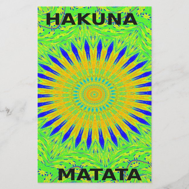 African Motif Design in Green and Gold Art Print Stationery (Front)