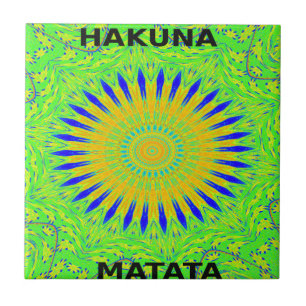 African Motif Design in Green and Gold Art Print Tile