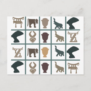 African motifs and animal silhouette art postcard