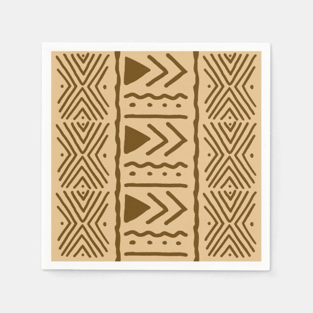 African Mud Cloth Bogolan Designer Paper Napkins (Front)