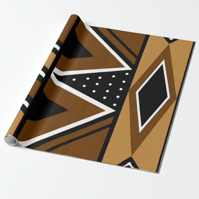 African Mud Cloth Gift Wrap (Unrolled)