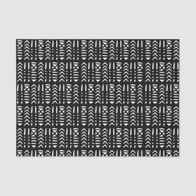 African Mud Cloth MC3 White on Black Tissue Paper (Front)