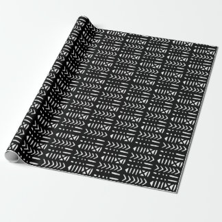 African Mud Cloth MC3 White on Black Wrapping Paper