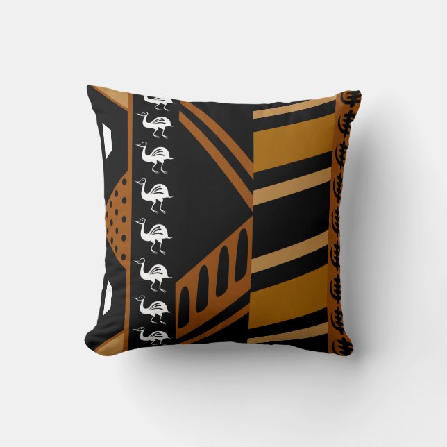 African Mudcloth Bogolan Design Throw Pillow (Front)