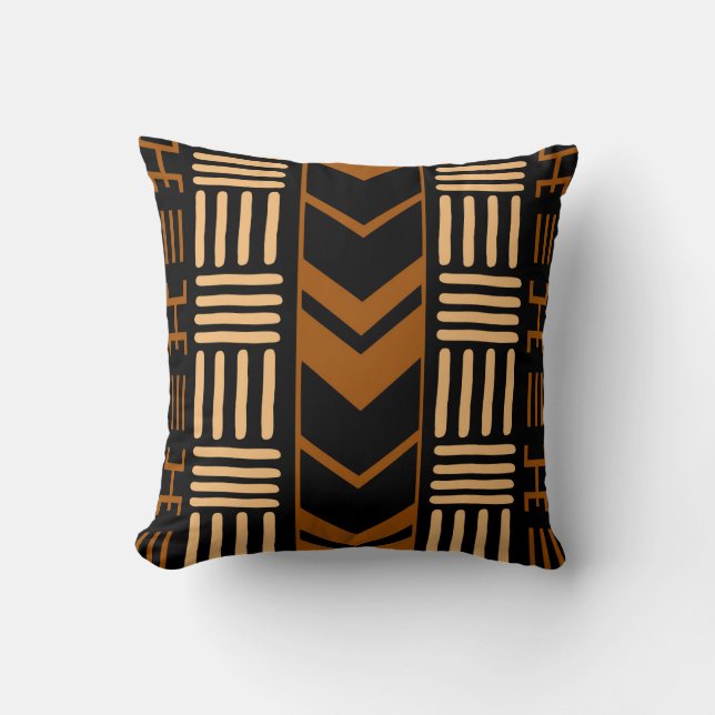 African Mudcloth Bogolan Fabric Design Throw Pillo Cushion (Front)