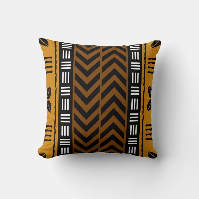 African Mudcloth Bogolan Fabric Design Throw Pillo Cushion (Front)