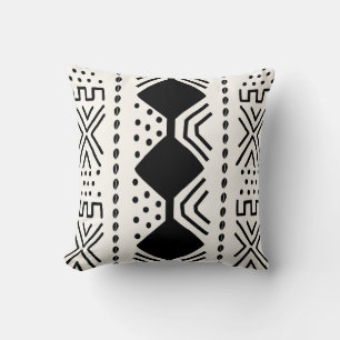 African Mudcloth Bogolan Fabric Design Throw Pillo Cushion