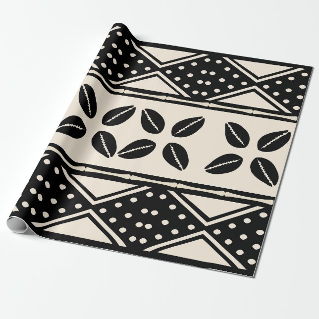 African Mudcloth Inspired Wrapping Paper (Unrolled)