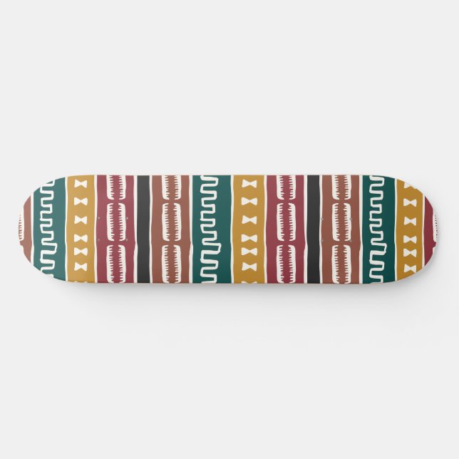 African Mudcloth Rastafarian Skateboard (Horz)