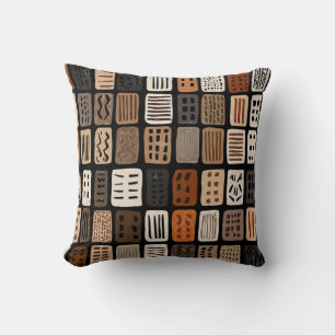 African mudcloth textile designs in a grid cushion