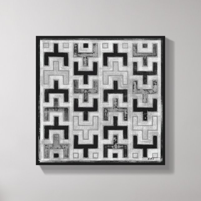 African Mudcloth Textile with Geometric Patterns Canvas Print (Front)