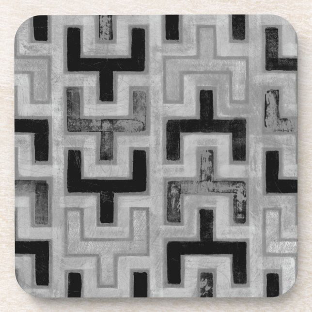 African Mudcloth Textile with Geometric Patterns Coaster (Front)