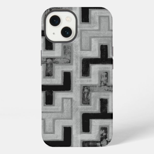 African Mudcloth Textile with Geometric Patterns iPhone Case (Back)