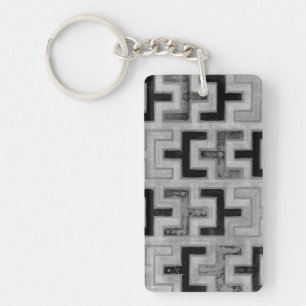 African Mudcloth Textile with Geometric Patterns Key Ring