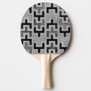 African Mudcloth Textile with Geometric Patterns Ping Pong Paddle