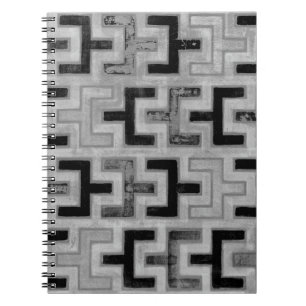 African Mudcloth Textile with Geometric Patterns Spiral Notebook