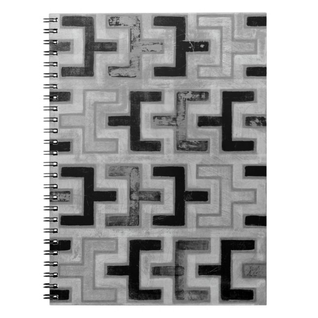 African Mudcloth Textile with Geometric Patterns Spiral Notebook (Front)