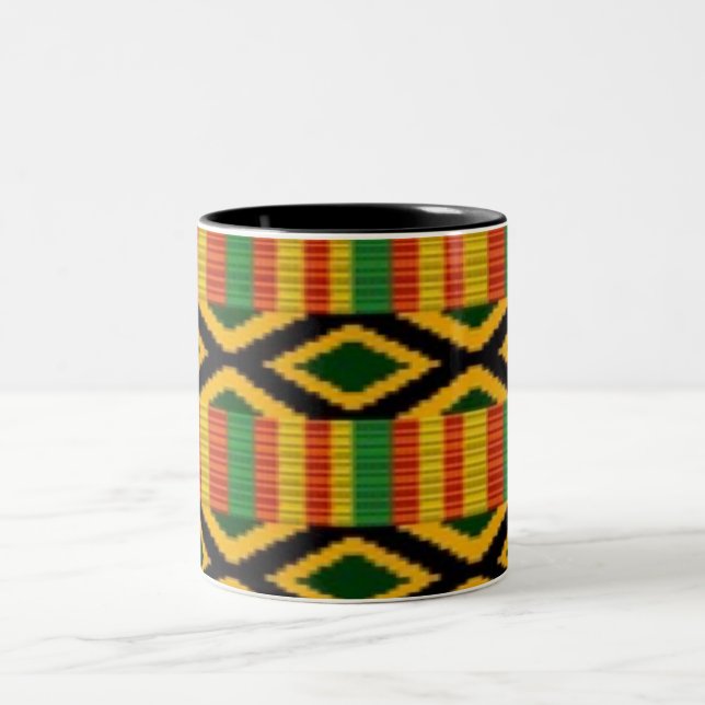 African Multi Colour Pattern Print Design Two-Tone Coffee Mug (Center)