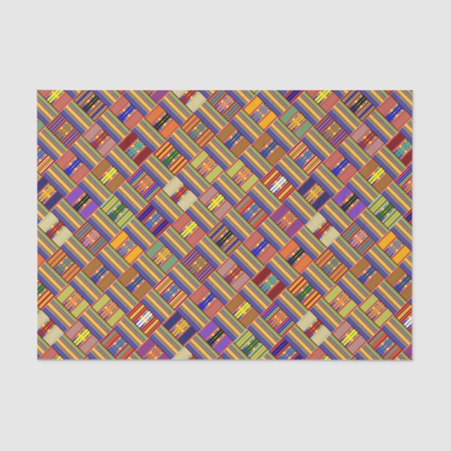 African Multi-Colour Stained Glass Kente K45 Angle Tissue Paper (Front)