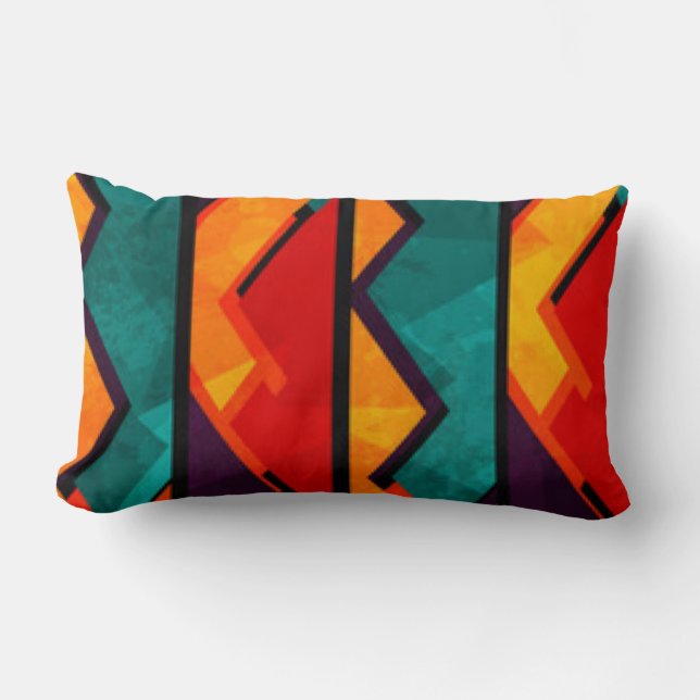 African Multi Coloured Pattern Print Design Lumbar Cushion (Front)