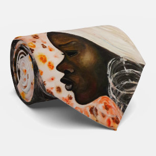 African Neck Ties Beautiful Woman - Painting