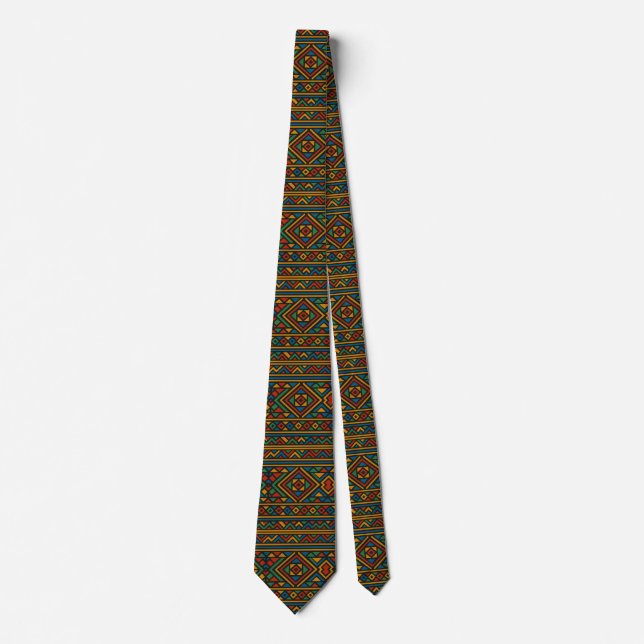 African Necktie, Colorful Geometric Tie (Front)