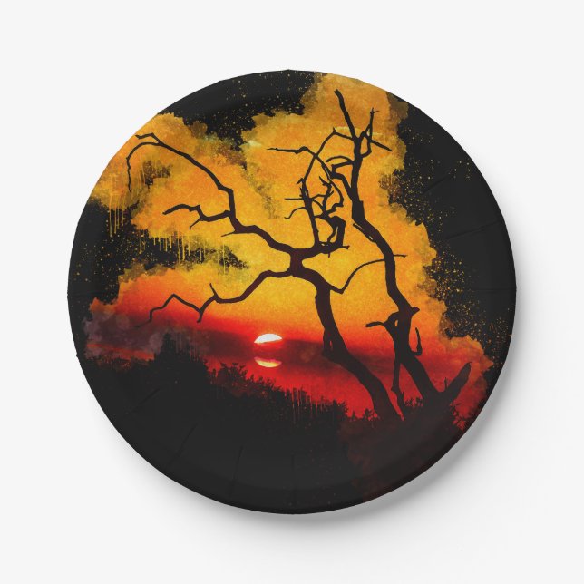 African Nightsky Sunset  Paper Plate (Front)
