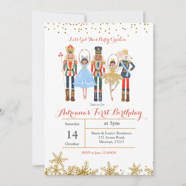 African Nutcracker Winter Birthday Invitation (Front)