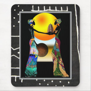 African Offering: Silhouettes of Sisterhood Mouse Pad