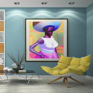 African Old Woman With Large Vase on Head Poster