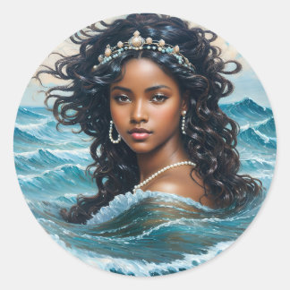 African Orisha Yemaya Water Goddess Art Classic Round Sticker
