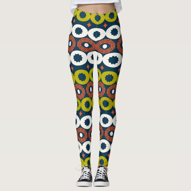 African Oval Shapes: Colourful Seamless. Leggings (Front)