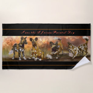African Painted Puppies Beach Towel
