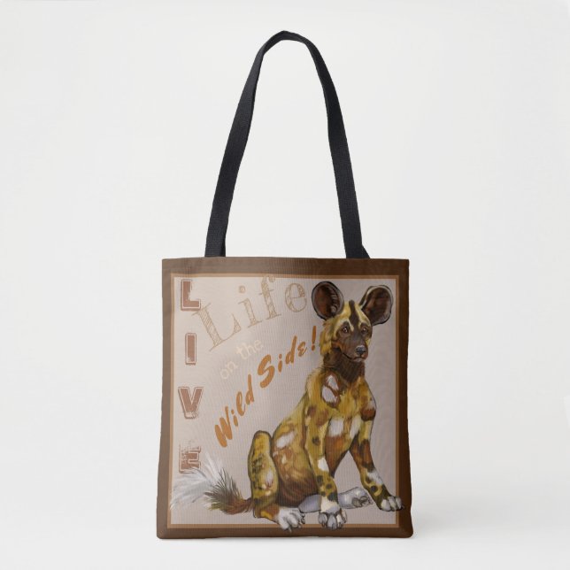 African Painted Puppies Tote Bag (Front)