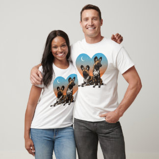 African Painted Wild Dogs Sunset Moon Wild Dog T-Shirt