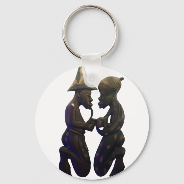 African Paired Hearts: A Lovely Beautiful Moment Key Ring (Front)