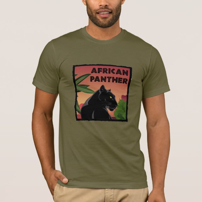 African Panther in Jungle T-Shirt (Front)