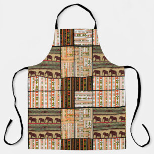 African Patchwork Elephants: Ornamental Texture Apron